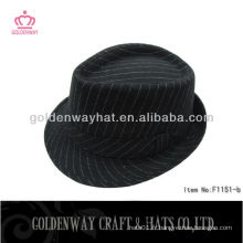 100% Polyester Strip black fedora hat